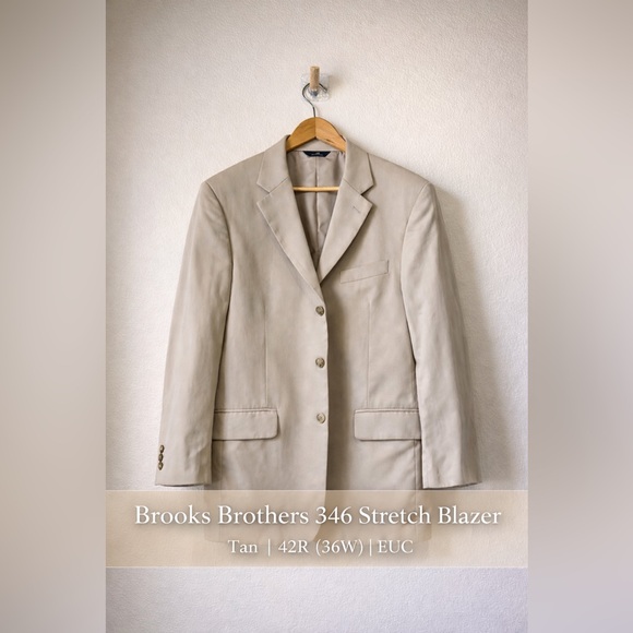 346 Brooks Brothers Stretch Blazer Tan 42R 36W